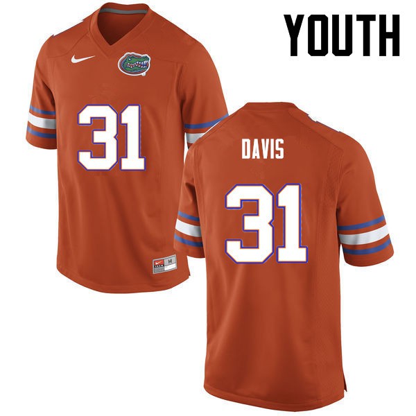Florida Gators Youth #31 Shawn Davis College Football Orange
